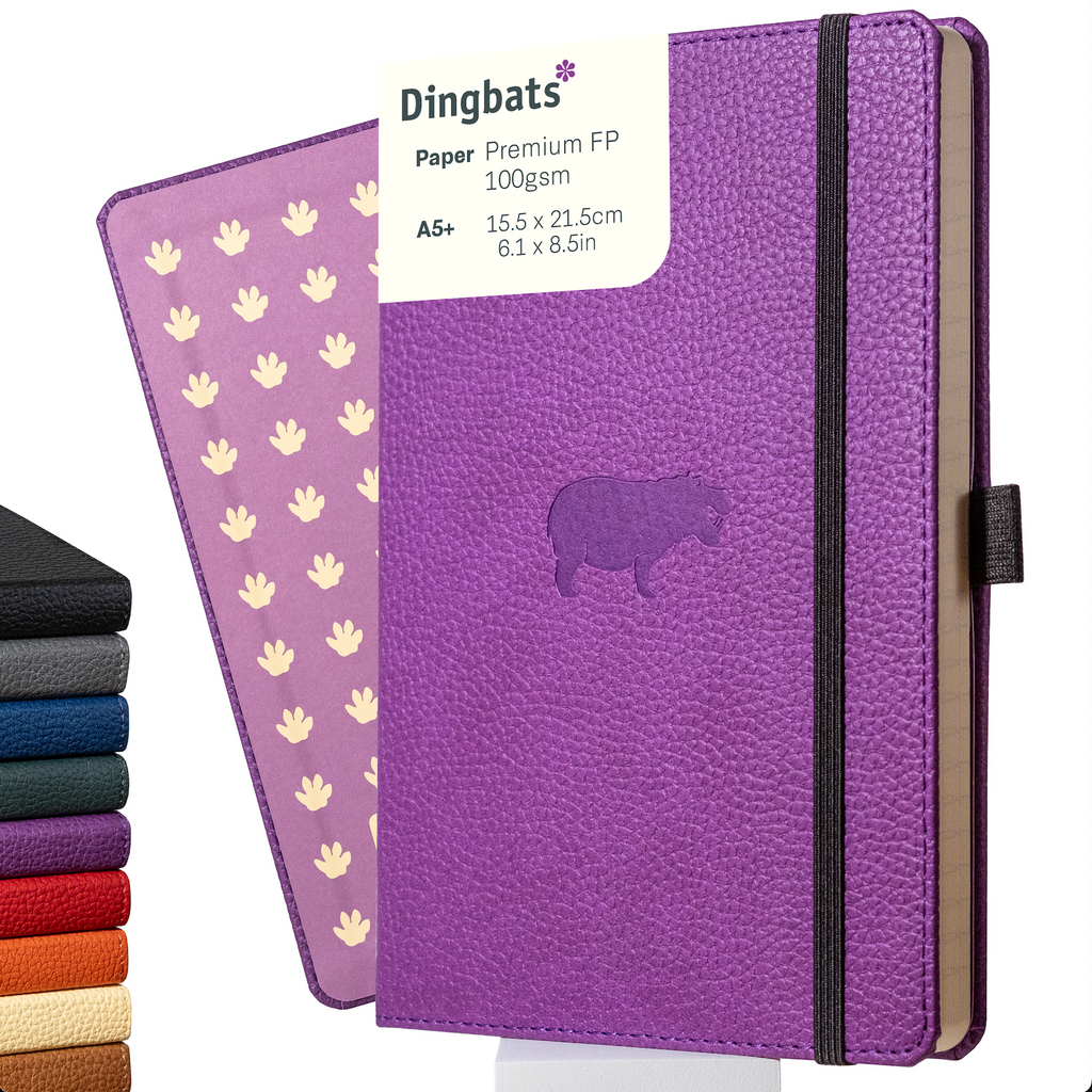 Dingbats* Hardcover Notebook A5+ Wildlife - Hippo Purple