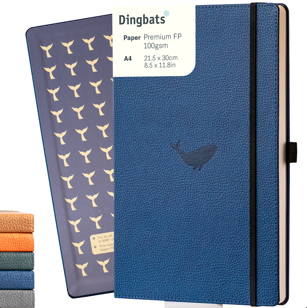 Dingbats* Hardcover Notebook Wildlife - Whale Blue