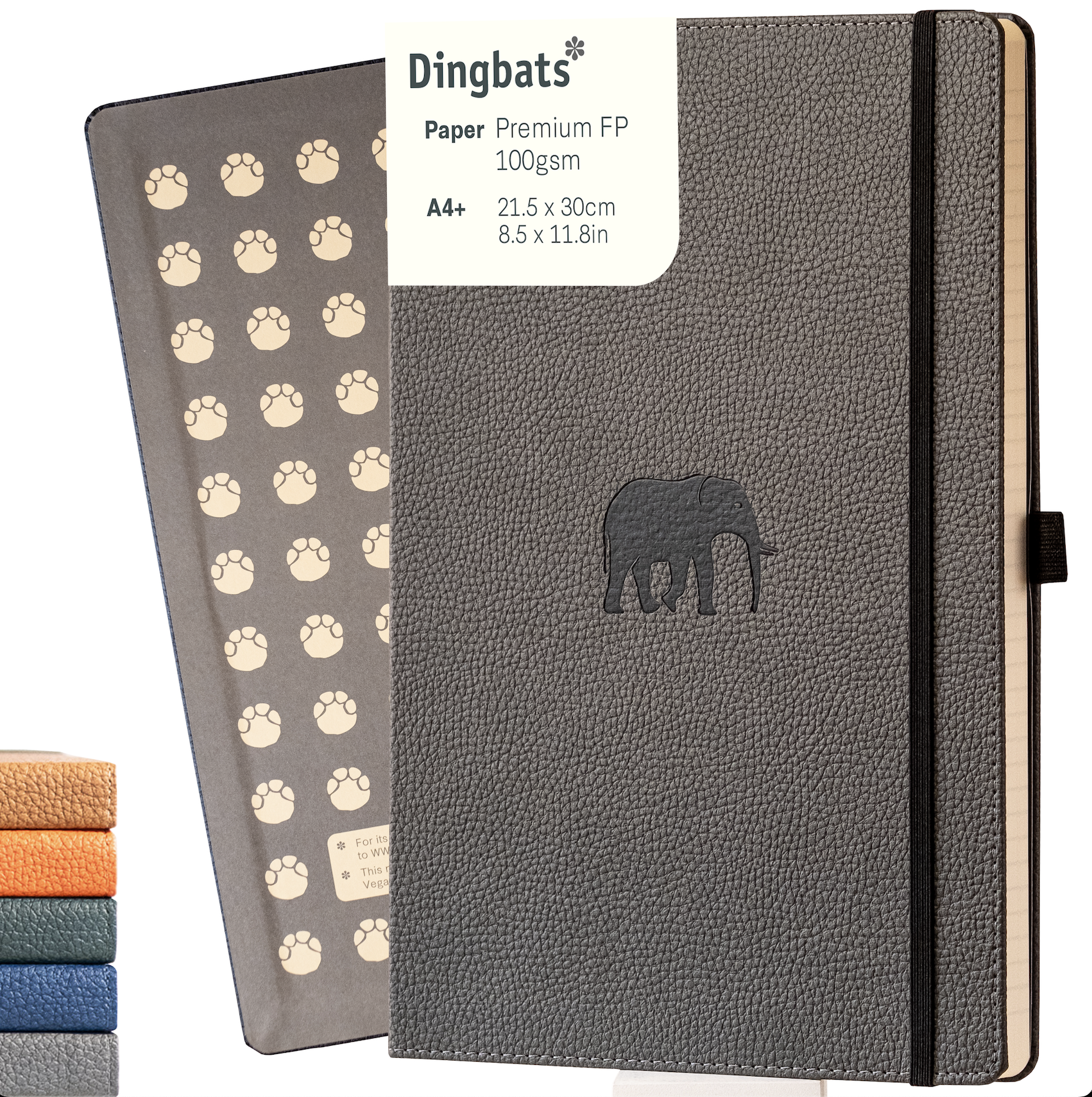 Dingbats* Hardcover Notebook Wildlife - Elephant Grey