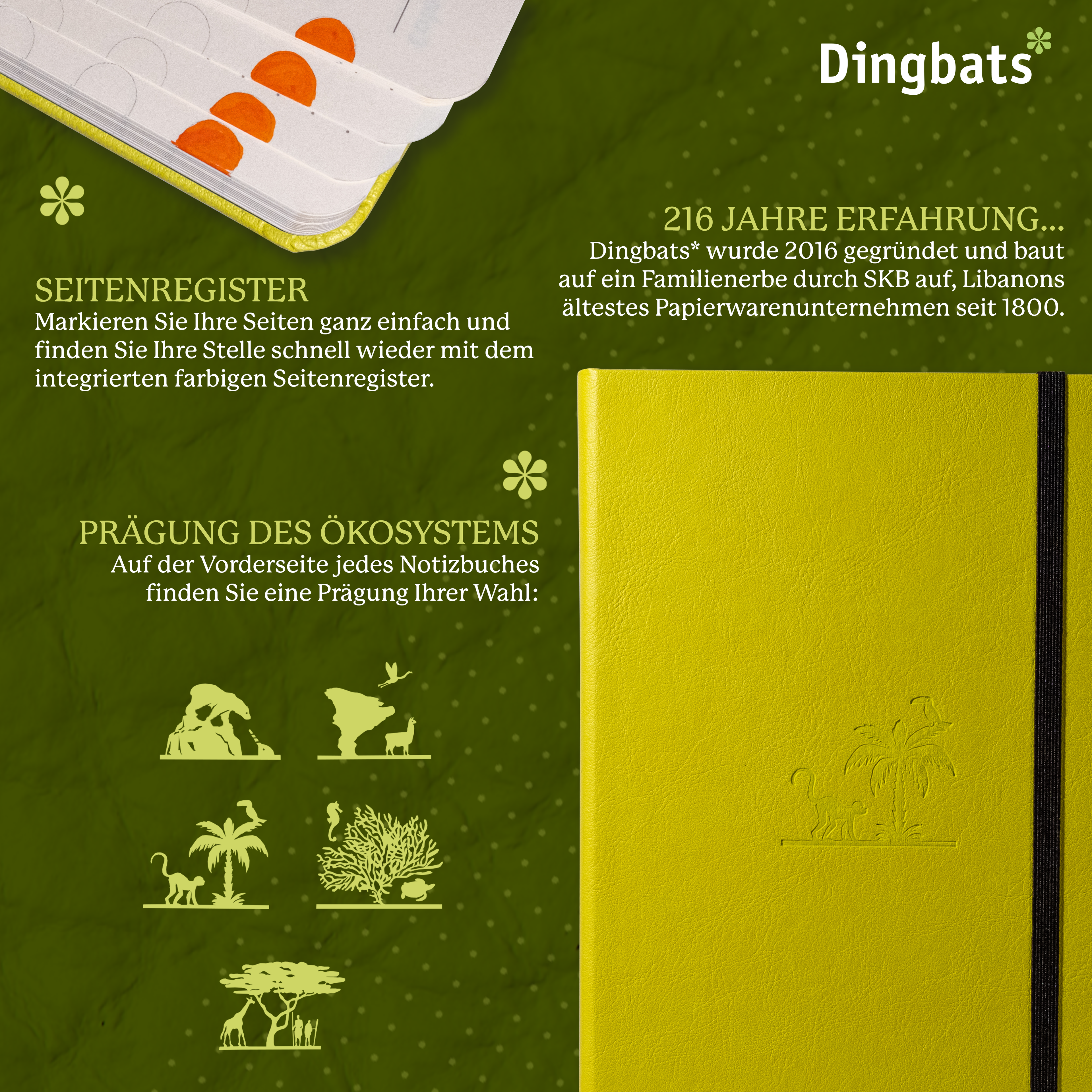 Dingbats* Hardcover Notebook A5 Earth - Lime Yasuni