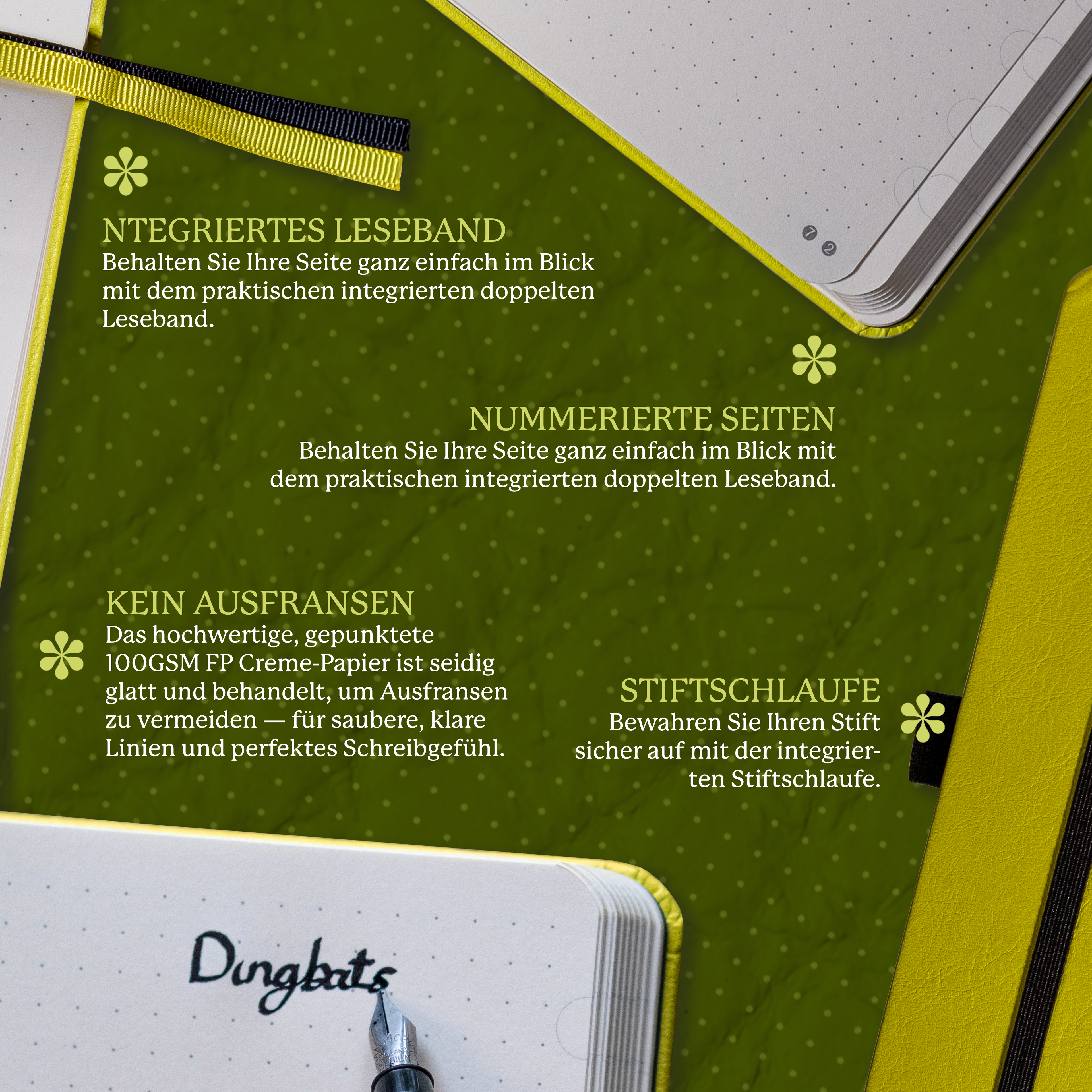 Dingbats* Hardcover Notebook A5 Earth - Lime Yasuni