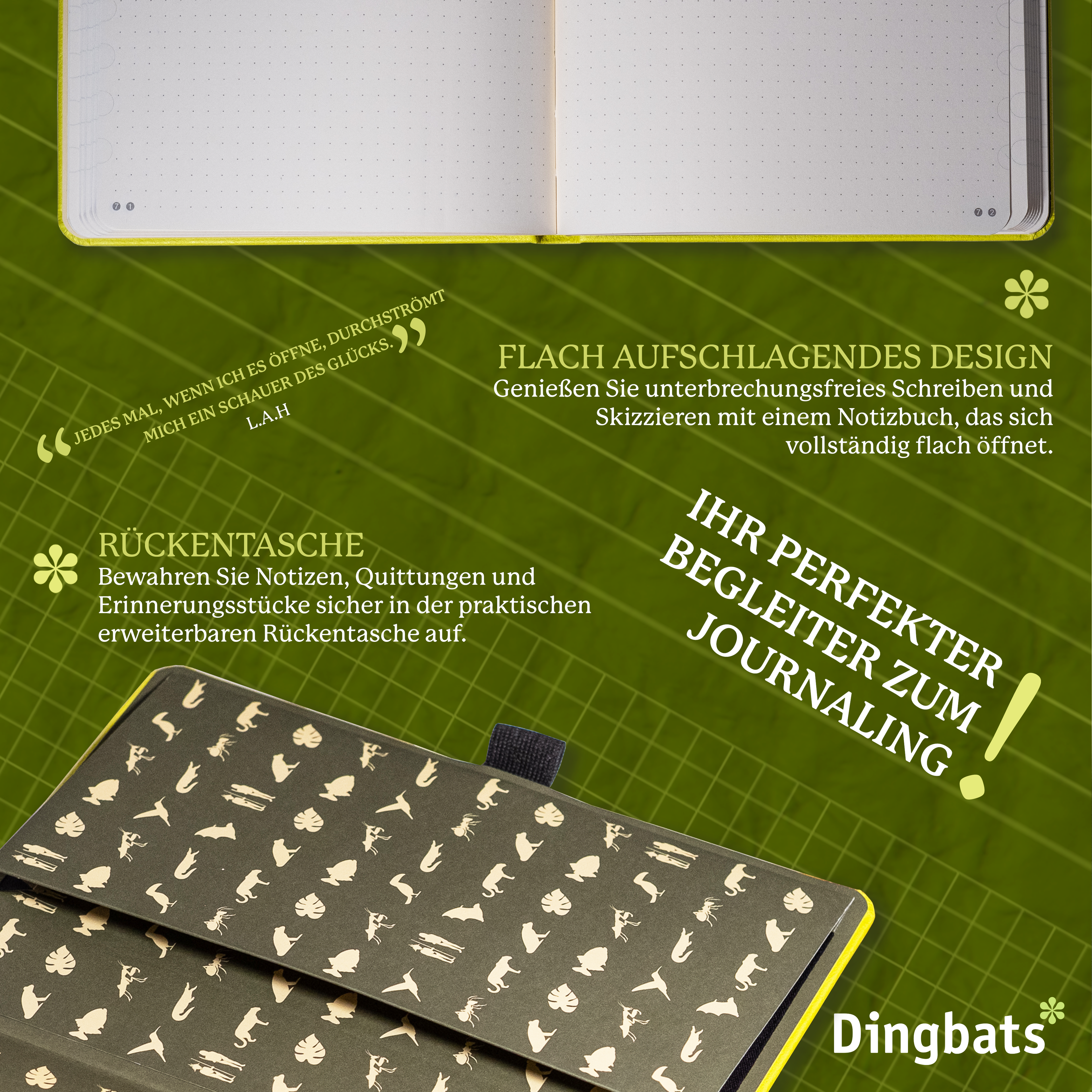 Dingbats* Hardcover Notebook A5 Earth - Lime Yasuni