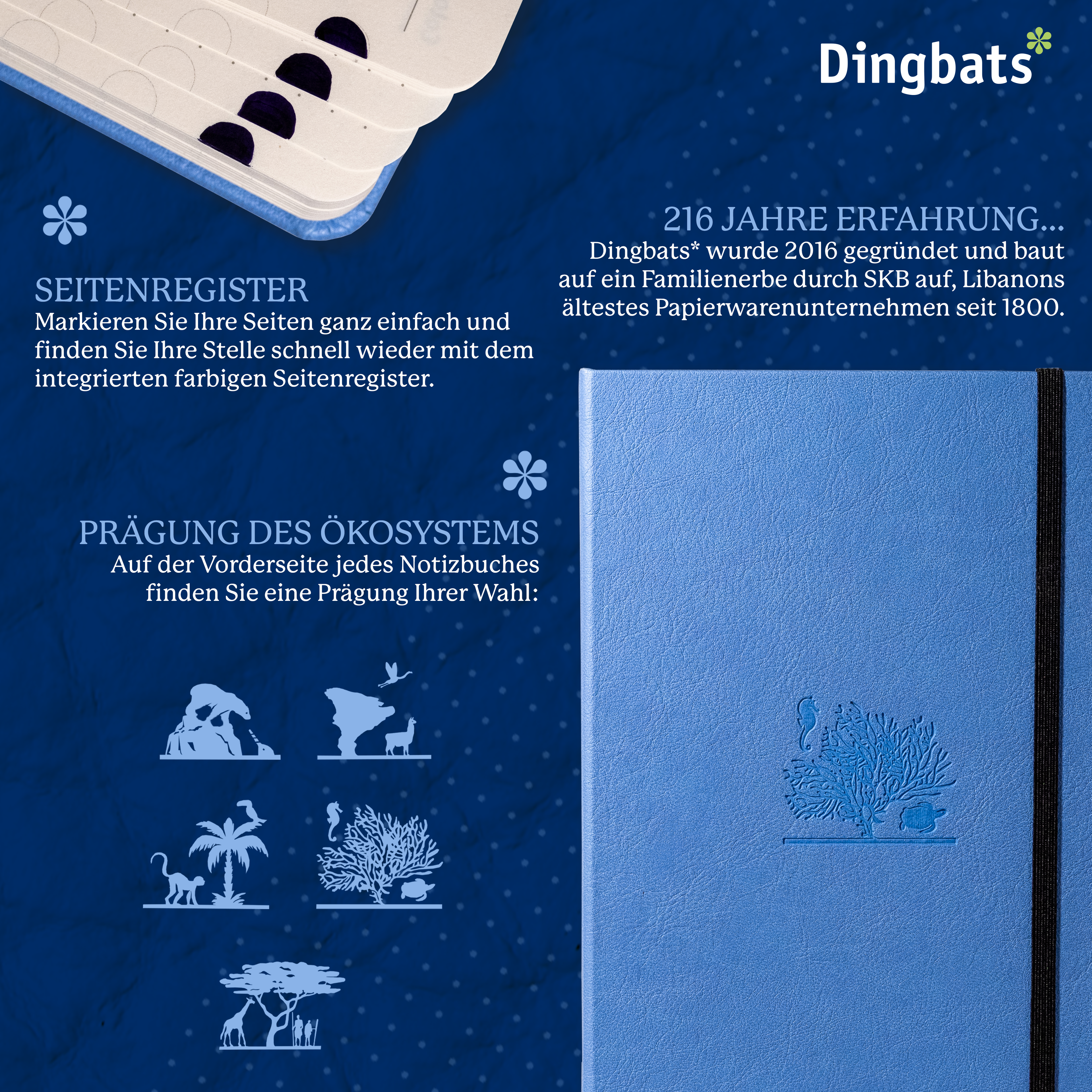 Dingbats* Hardcover Notebook A5 Earth - Sky Blue Great Barrier Reef