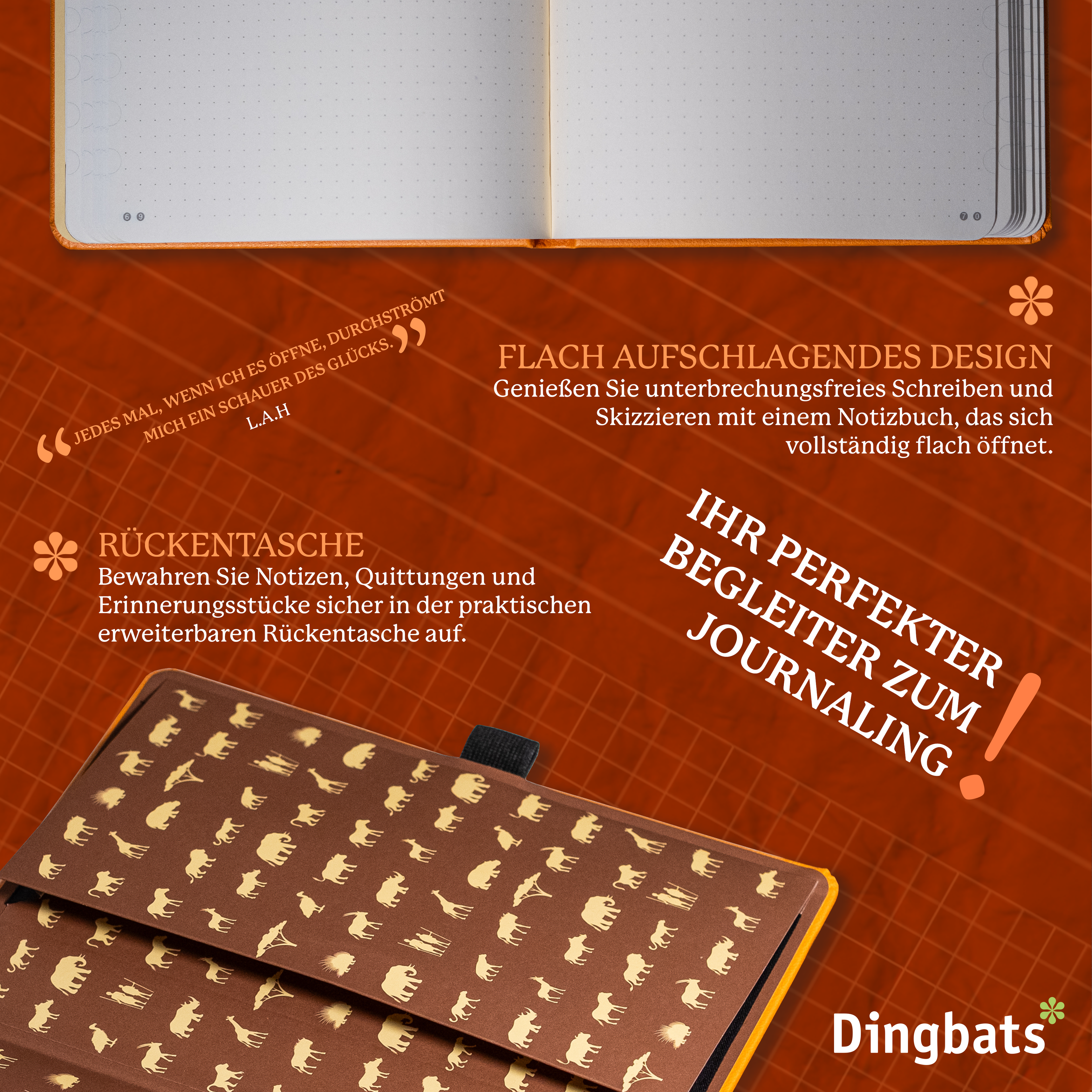 Dingbats* Hardcover Notebook A5 Earth - Tangerine Serengeti