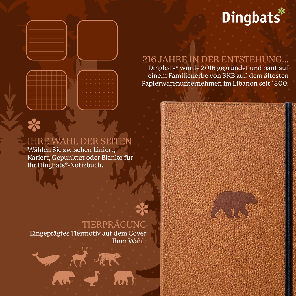 Dingbats* Hardcover Notebook Wildlife - Bear Brown