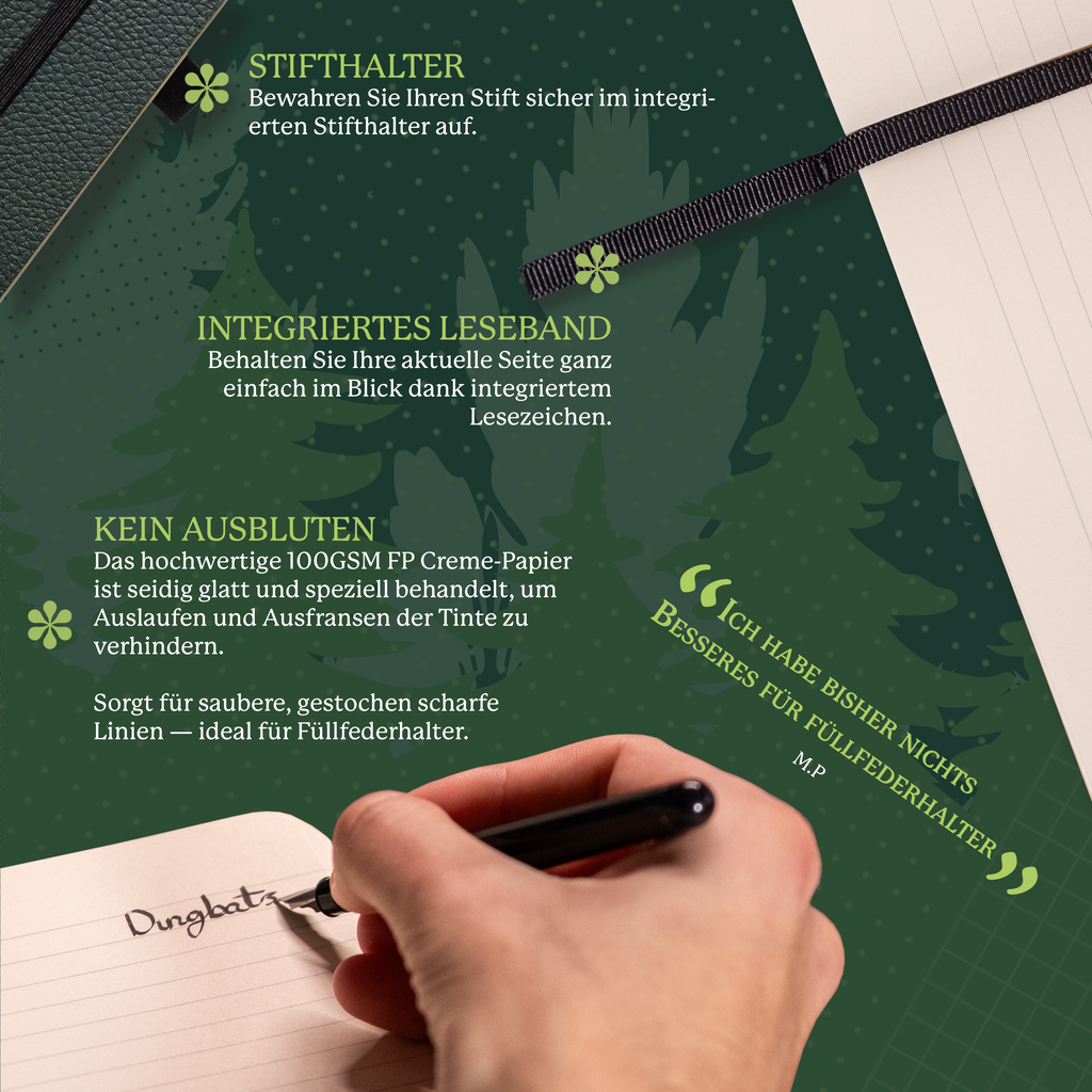 Dingbats* Softcover Notebook A5+ Wildlife - Deer Green