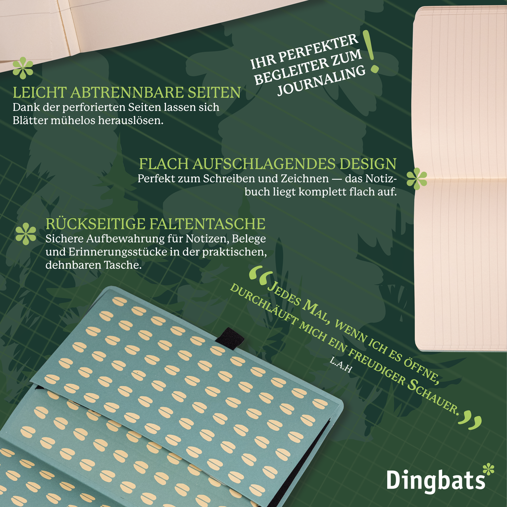 Dingbats* Softcover Notebook A5+ Wildlife - Deer Green