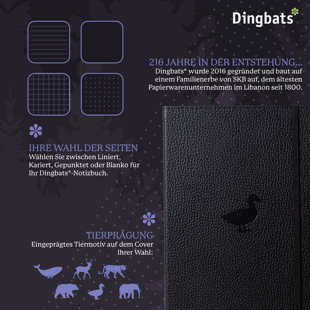 Dingbats* Hardcover Notebook Wildlife - Duck Black