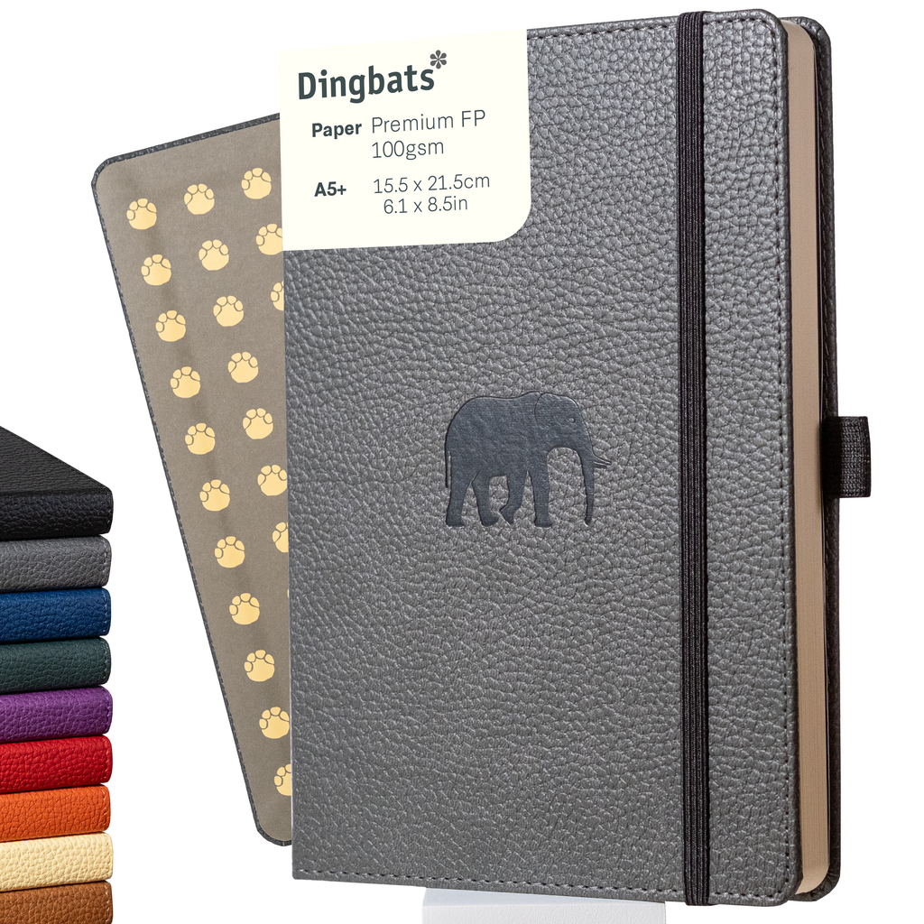 Dingbats* Hardcover Notebook Wildlife - Elephant Grey
