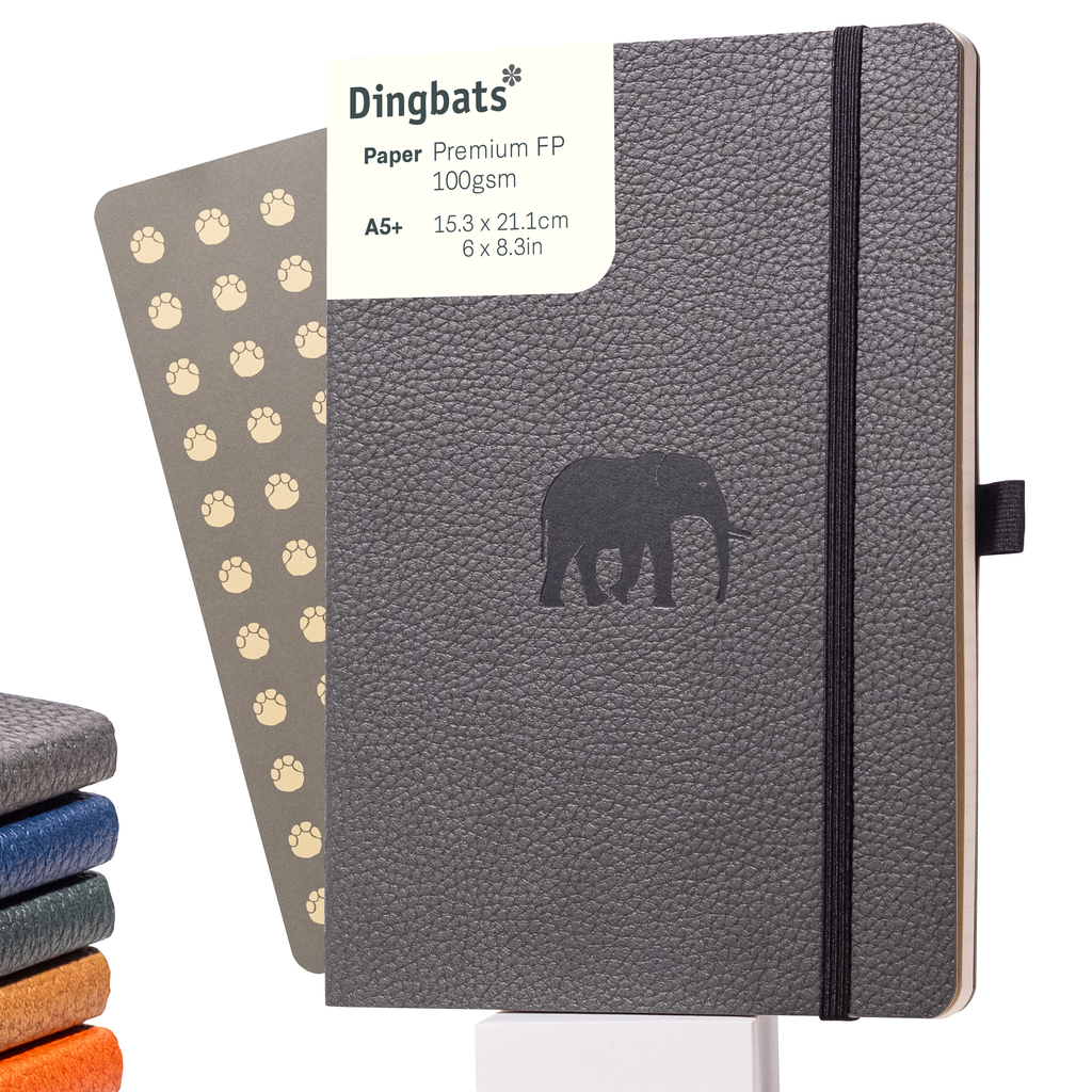 Dingbats* Softcover Notebook A5+ Wildlife - Elephant Grey