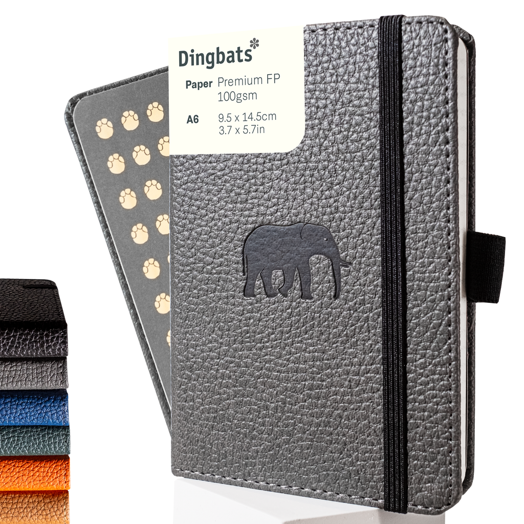 Dingbats* Hardcover Notebook Wildlife - Elephant Grey