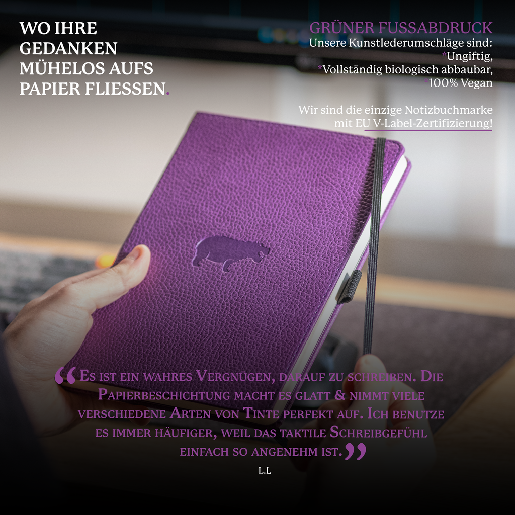 Dingbats* Hardcover Notebook A5+ Wildlife - Hippo Purple
