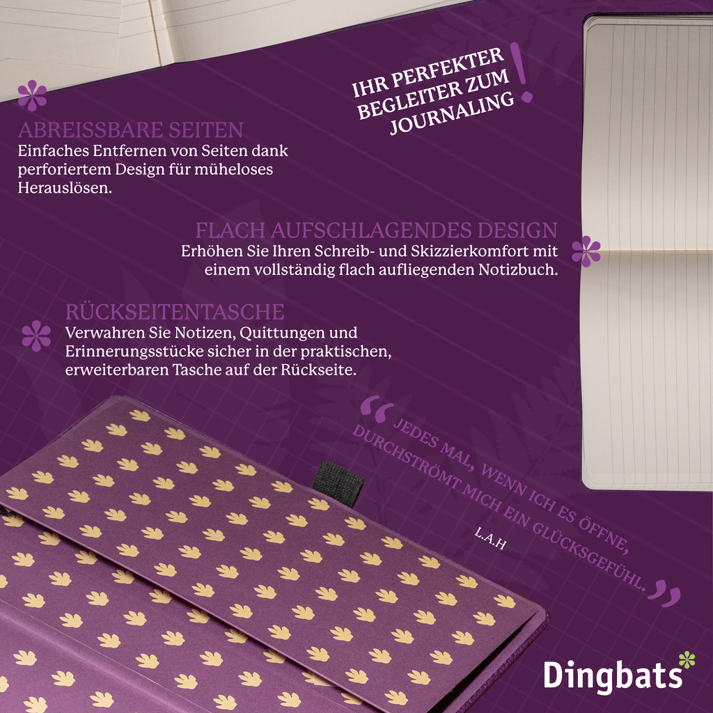 Dingbats* Hardcover Notebook A5+ Wildlife - Hippo Purple