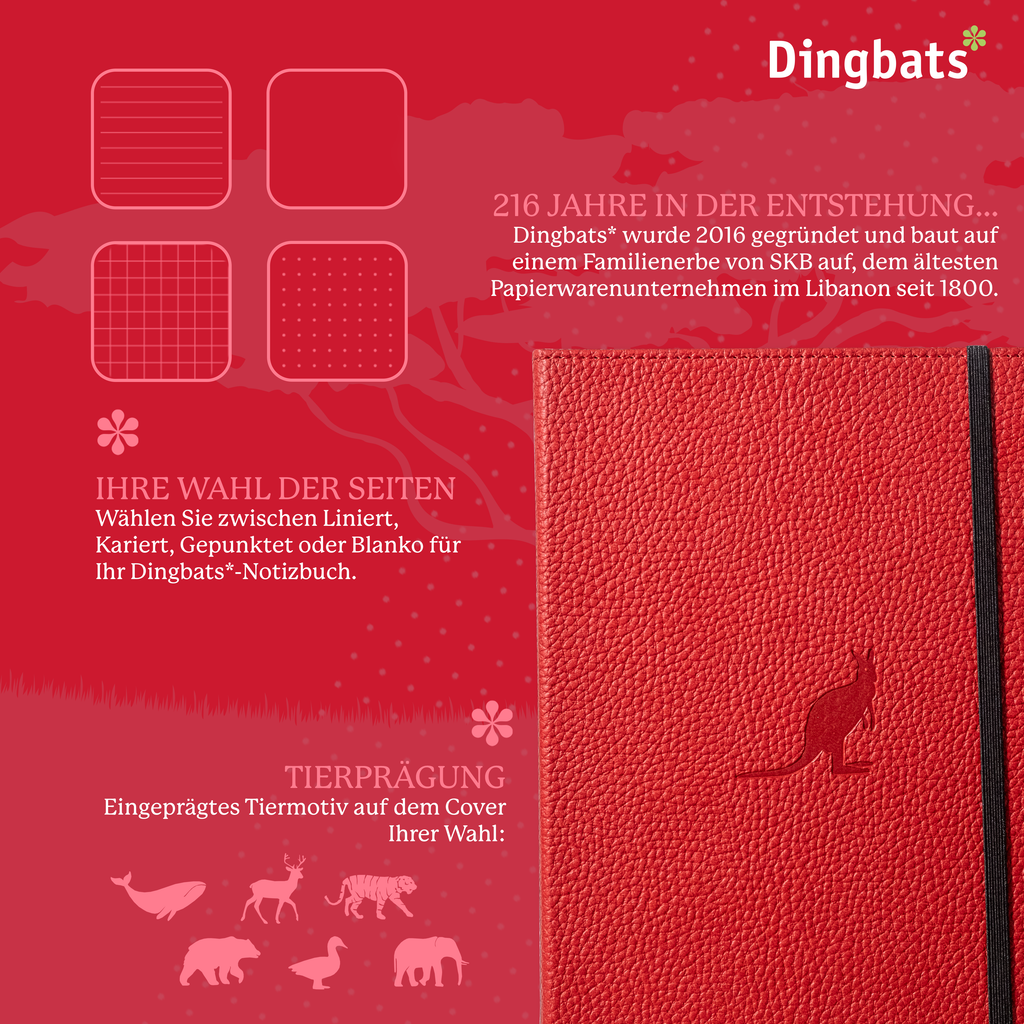 Dingbats* Hardcover Notebook A5+ Wildlife - Kangaroo Red