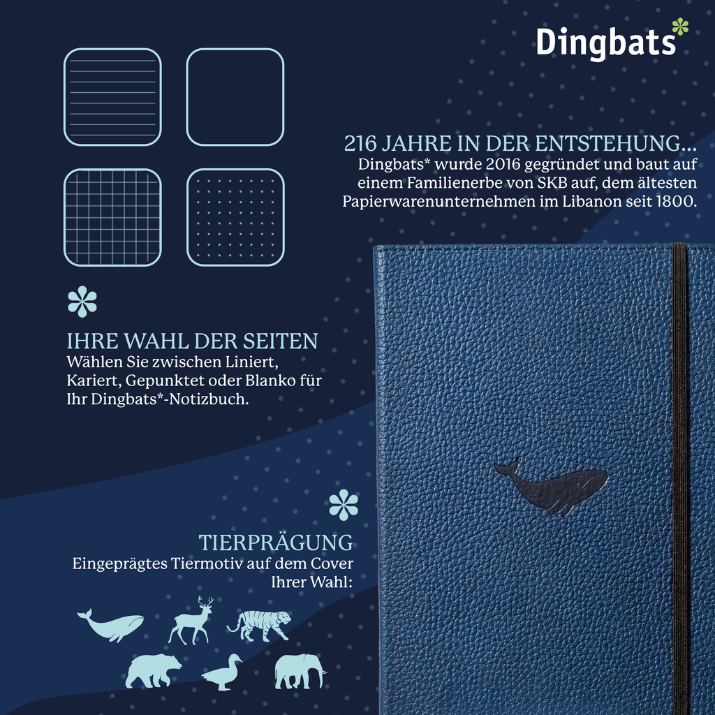 Dingbats* Hardcover Notebook Wildlife - Whale Blue