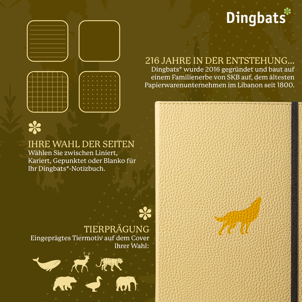 Dingbats* Hardcover Notebook A5+ Wildlife - Wolf Beige