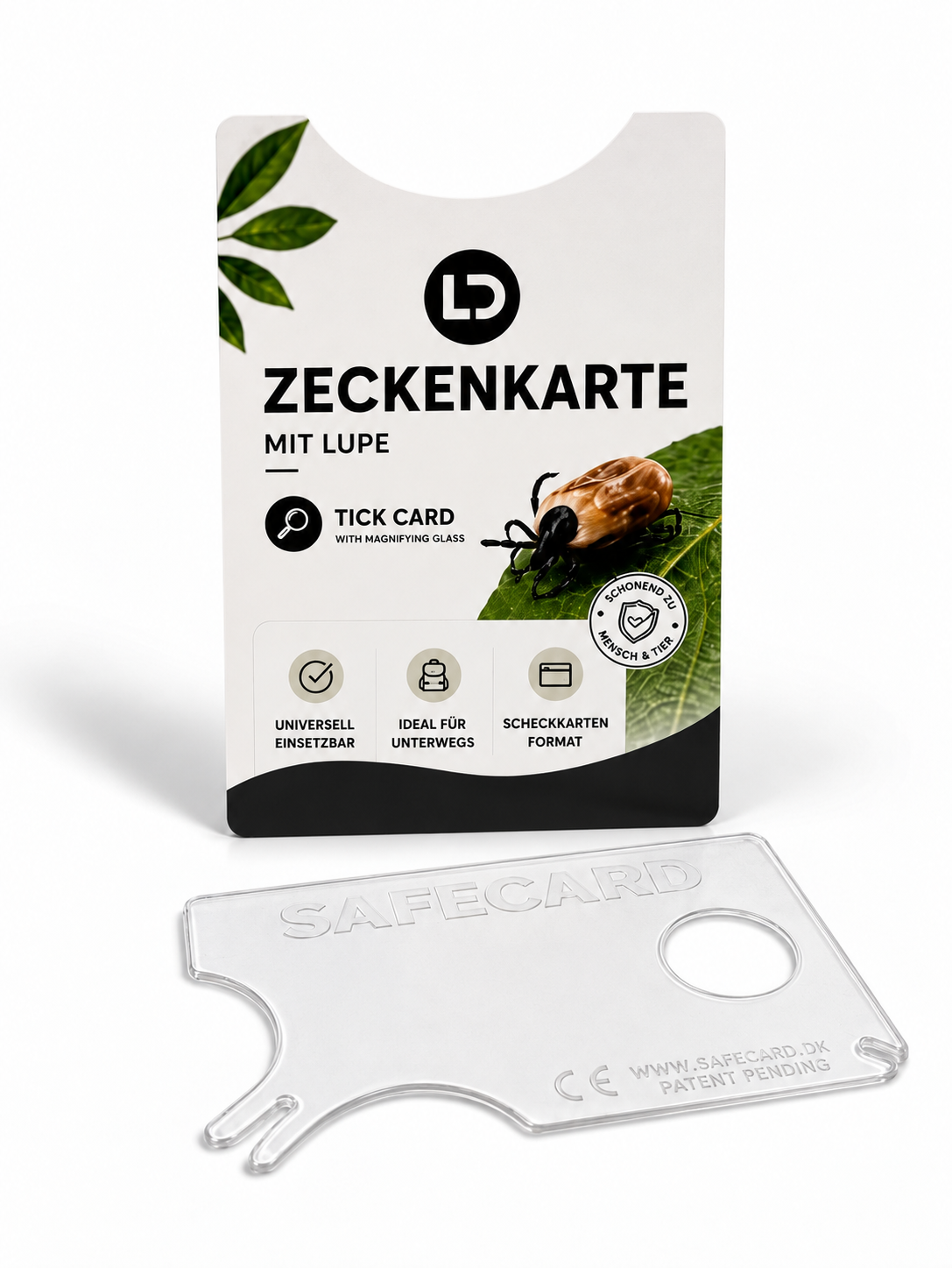 Zeckenkarte mit Lupe – für Mensch & Tier
